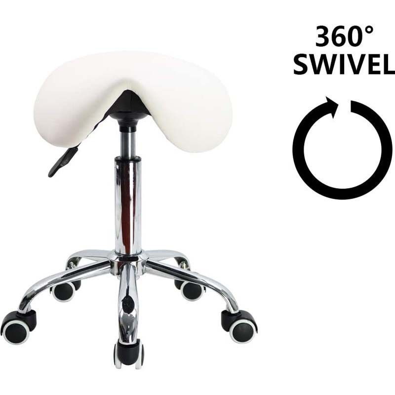 Foot Saddle Stool Cosmetology Shop Technician Spinning Lift Saddle Stool Dental Stool with Backrest Solid Swivel Chair