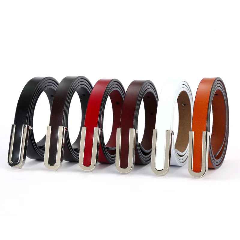 Cinturón de piel de vaca auténtica de alta calidad, hebilla de aleación de moda, cinturones finos Retro para mujer, mono salvaje, Ceinture