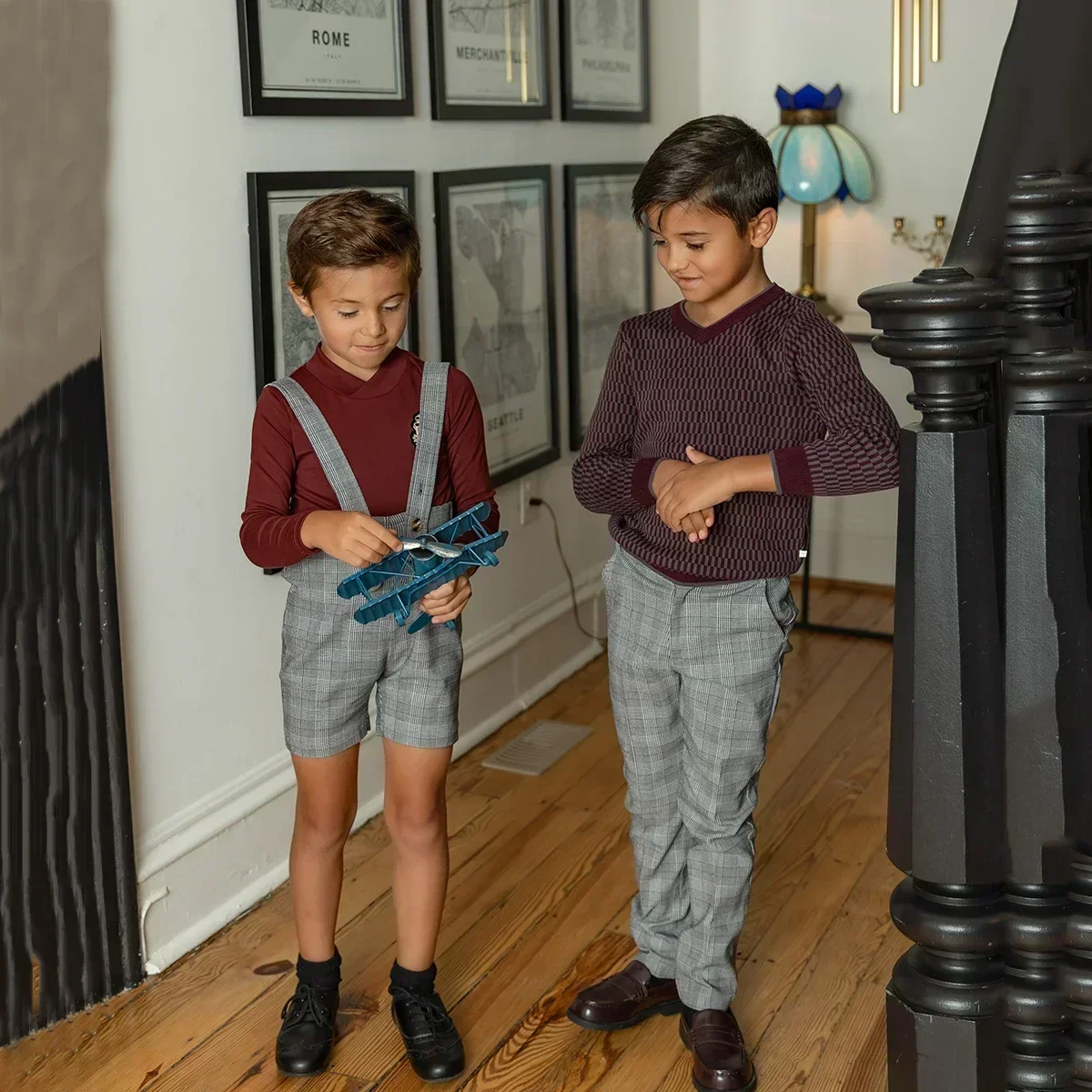 AP ヘリンボーン コレクション 2025 秋ストレッチ女の子と男の子の服ベビー花柄セット子供カーディガンケーブルニットポロ、 # 6006