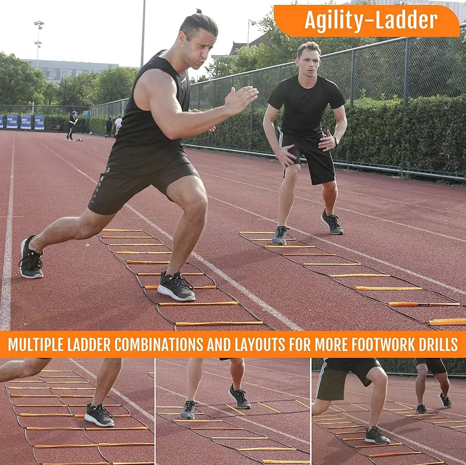 Dual-Purpose ฟุตบอลการฝึกอบรมกระโดดบันได Multifunctional Agility บันไดความเร็วการฝึกอบรมการประสานงาน Footwork อุปกรณ์ฟุตบอล