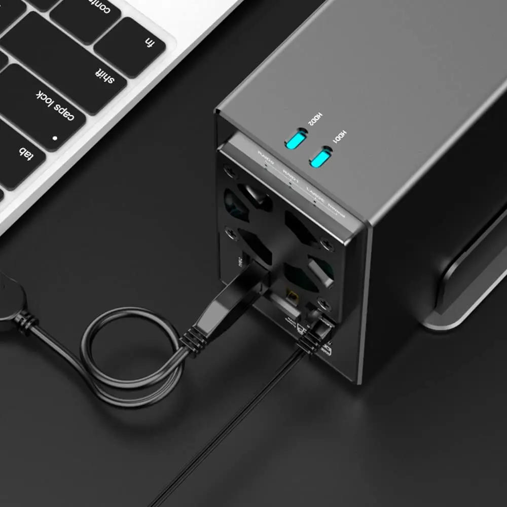 MAIWO 3,5 Zoll SATA RAID-Speichergehäuse Dual Bay Festplatten-Dockingstation zu USB3.1 Typ-C 10 Gbit/s unterstützt RAID 0/1 Modus