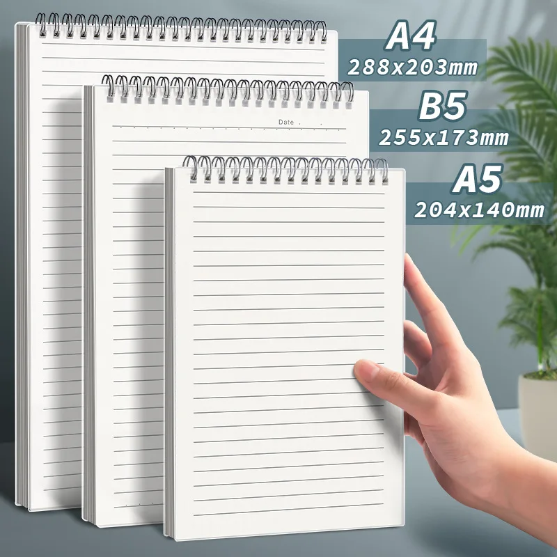 A4 A5 B5 Spiral Book Coil Notebook 120 Sheets 240 Pages Grid Notebook PP Cover