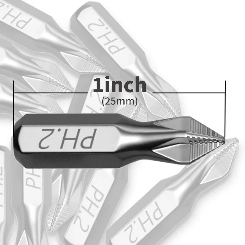 PH2 1-Inch Impact Screwdriver Bit for Plastic, Wood & Metal Processing
