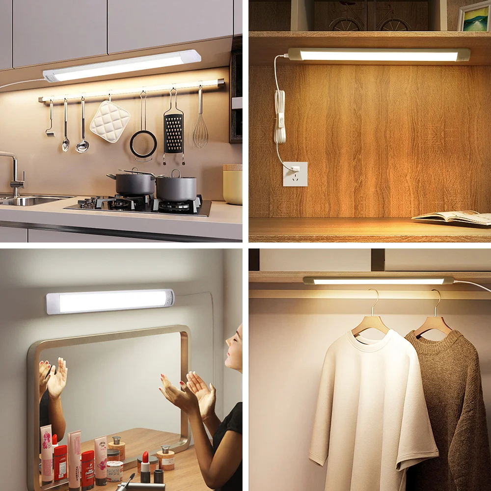 Controle remoto led armário luz escurecimento tubo de luz iluminação para cozinha sala estar lâmpadas leitura led armário parede 50cm lâmpada