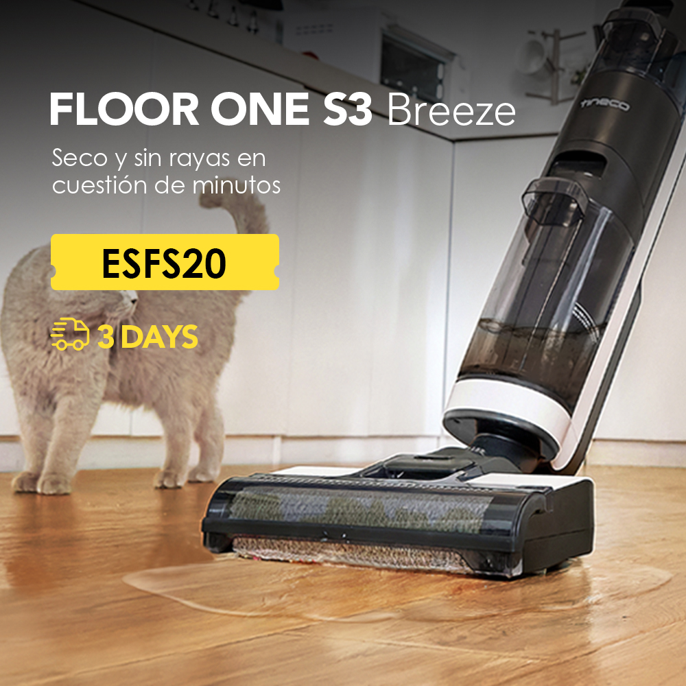 Tineco Floor One S3 Breeze aspirador Trapeador eléctrico inalámbrico para lavado en seco y húmedo, electrodoméstico de auto-limpieza y control inteligente a través de aplicación móvil