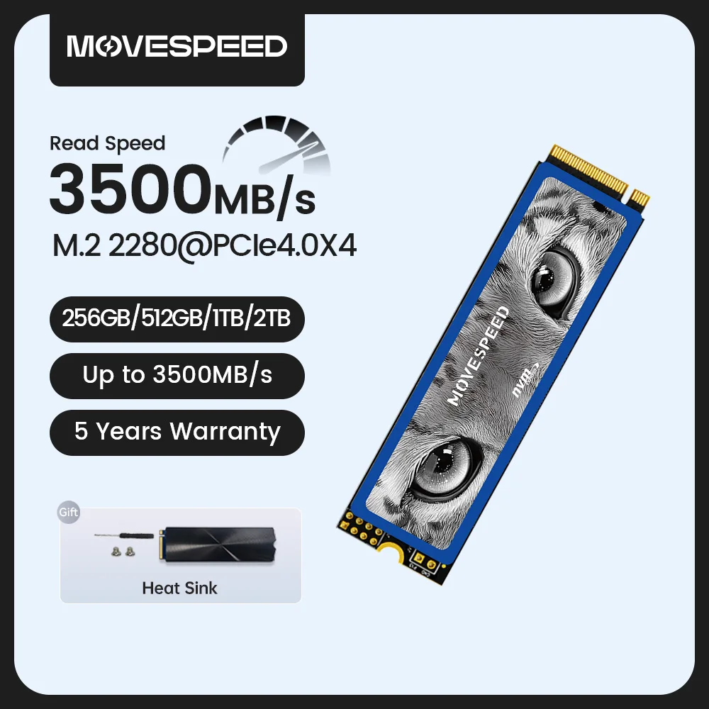 MOVESPEED 3500 MB/s SSD NVMe M.2 2280 2TB 1TB 512GB 256GB unidad interna de estado sólido M2 PCIe 3,0x4 2280 SSD para ordenador portátil