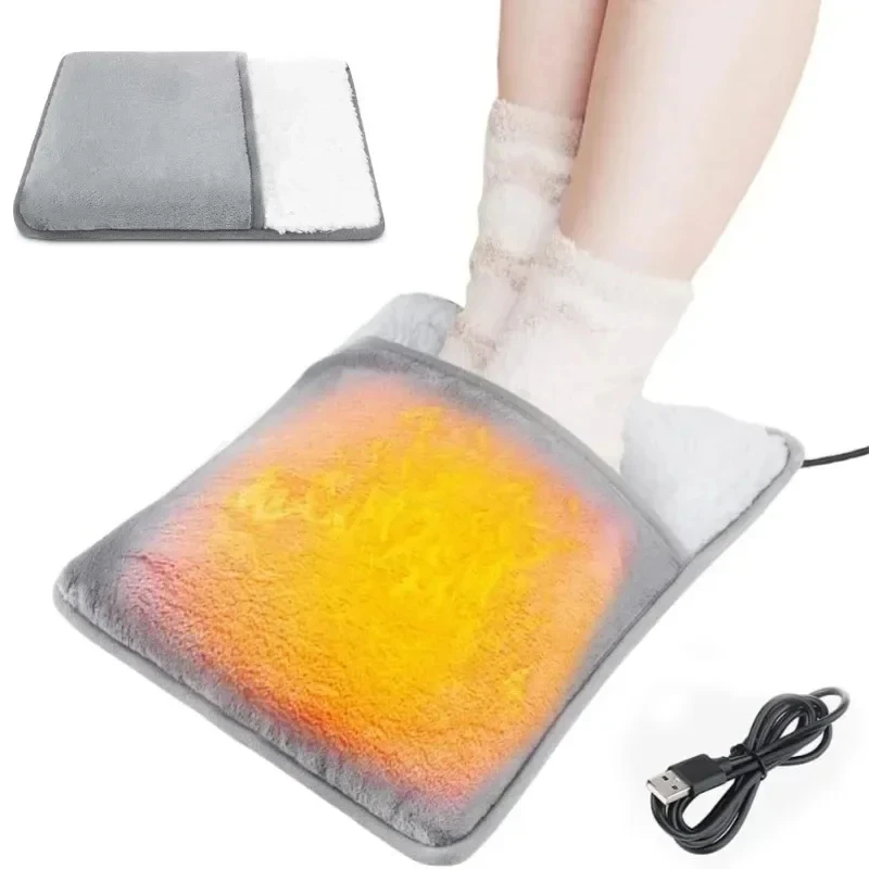 휴대용 USB 전기 발 온열 패드 세탁 가능 부드러운 플러시 발 히터 겨울 발 온열 매트 (침대, 책상 아래, 가정용)