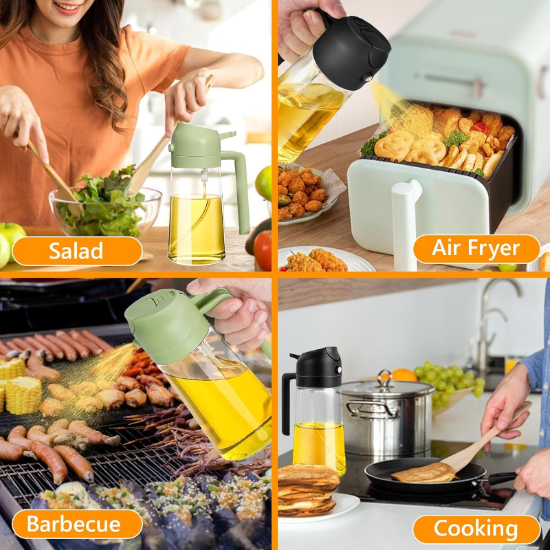 2in1 500ml plastic Oil Sprayer Oil Spray Bottle Oil Tank BBQ Kitchen Baking BBQ Picnic Kitchen Tools for Businesses