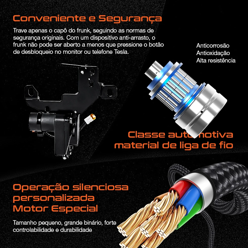Ruiyyco Fechamento suave do Frunk para Tesla Model 3 Y S X 2021-2024: Capa dianteira do porta-malas com fechamento automático elétrico por sucção e fechadura automática