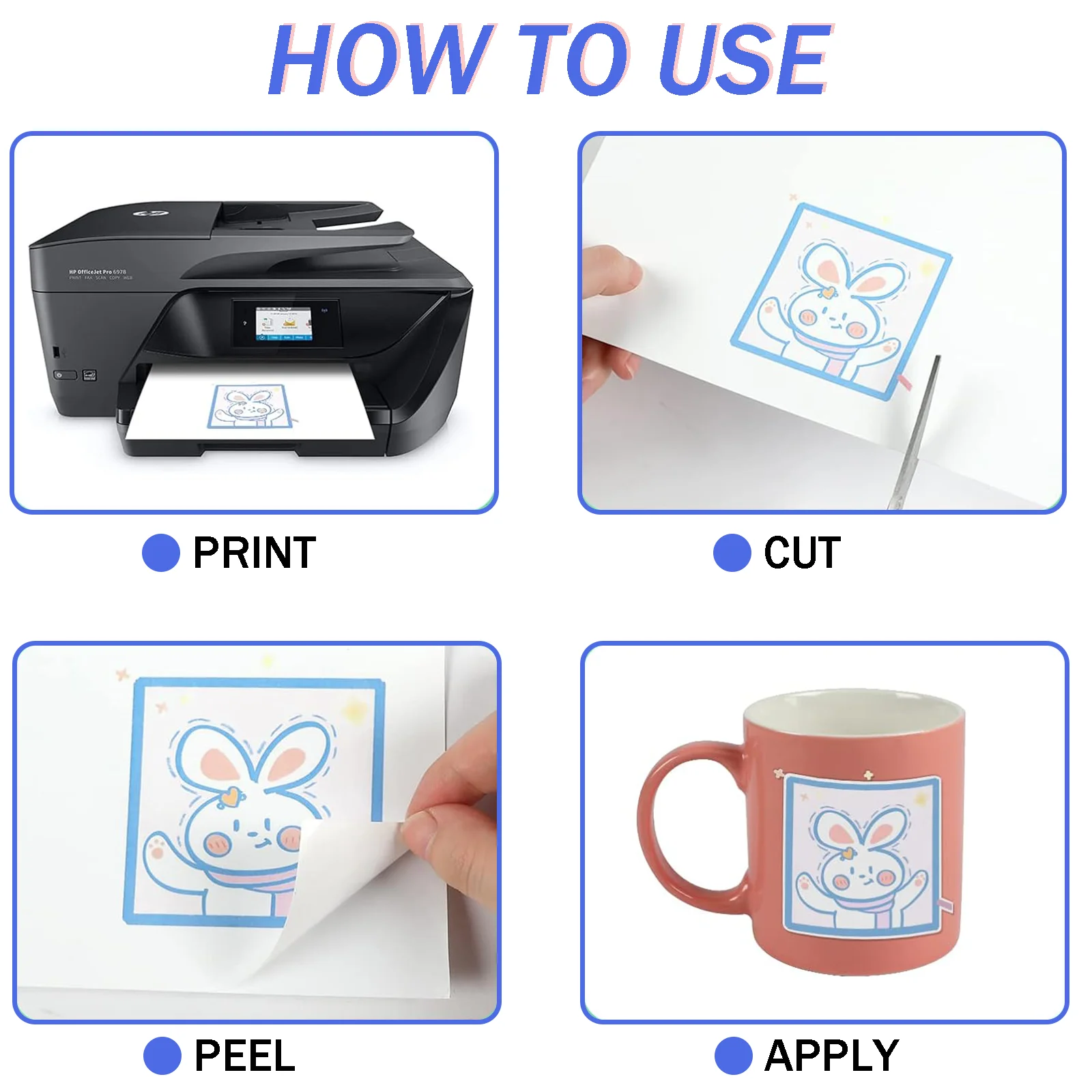 20 Sheets A4 Matte Vinyl Stickers Inkjet Printable Self-Adhesive White Decal Sheets Waterproof PP Material for Crafting