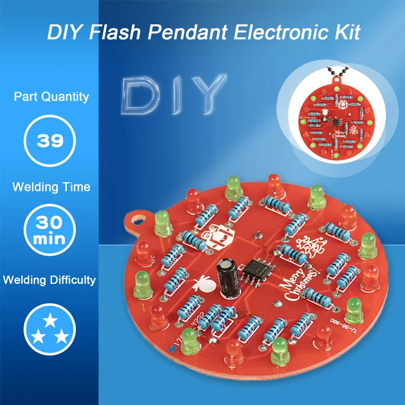 DIY LED Christmas Tree Decoration Kit NE555 Flashing Light Pendant PCB Circuit Welding Practice Kit LED Lamp Pendant Decorations