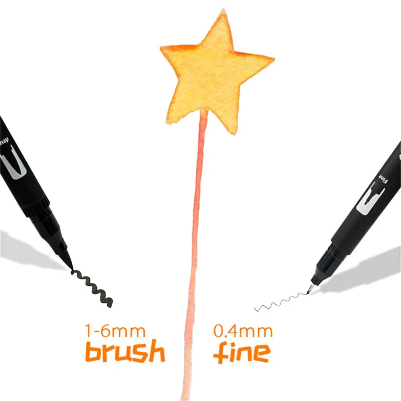 60/120 Art Marker Set met dubbele punt Levendige aquarelfineliner en penseelpennen - Duurzaam etui met ritssluiting - Zachte tips om te kleuren