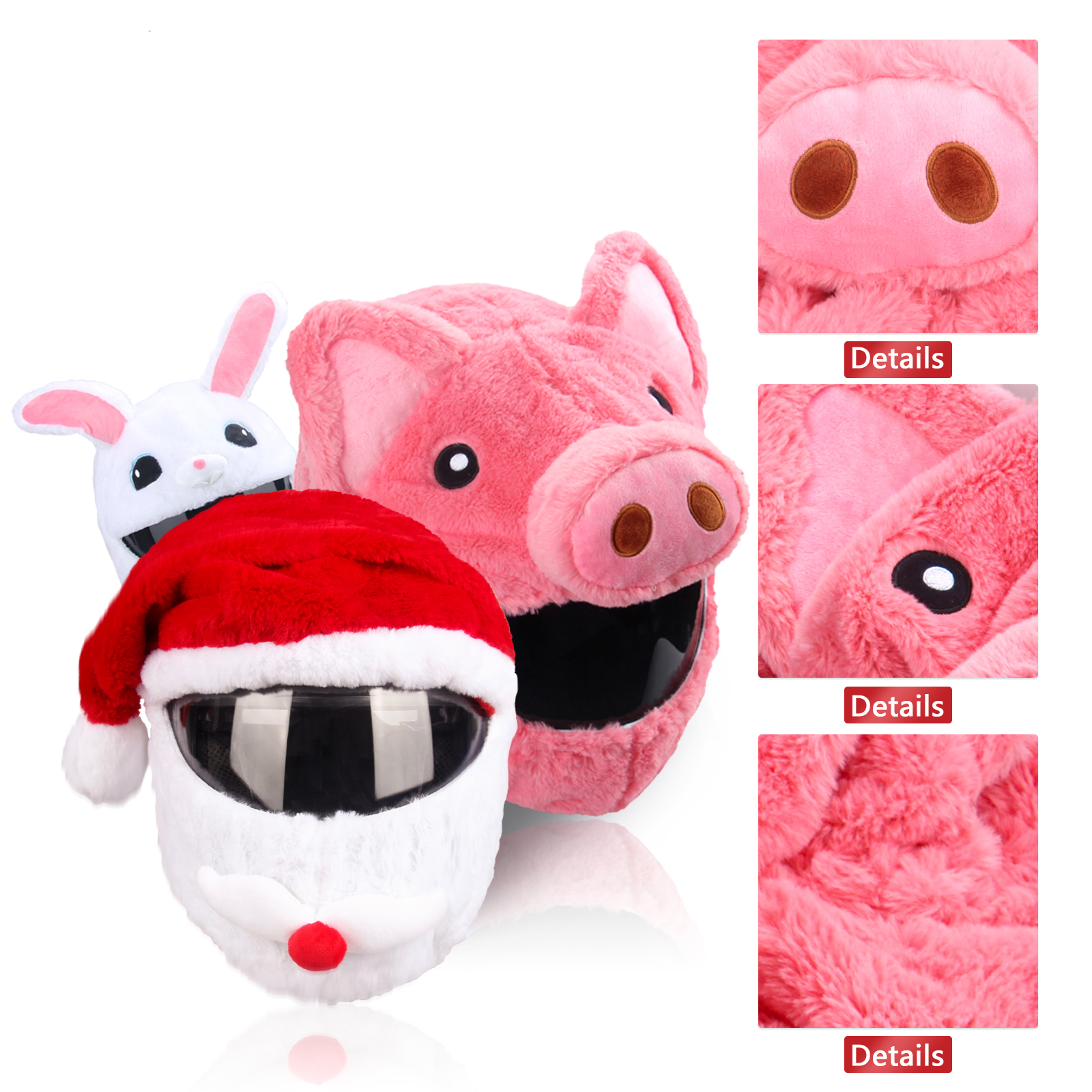 Motocicleta Capacete Proteção Chapelaria Capa, Cartoon Fluffy Plush Set, Full-Face Caso protetor, Moto Segurança, na moda