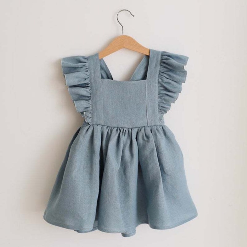 Abito estivo per bambina, 100% cotone, volant, abito da bambino, abito da neonato, vestiti da sorella