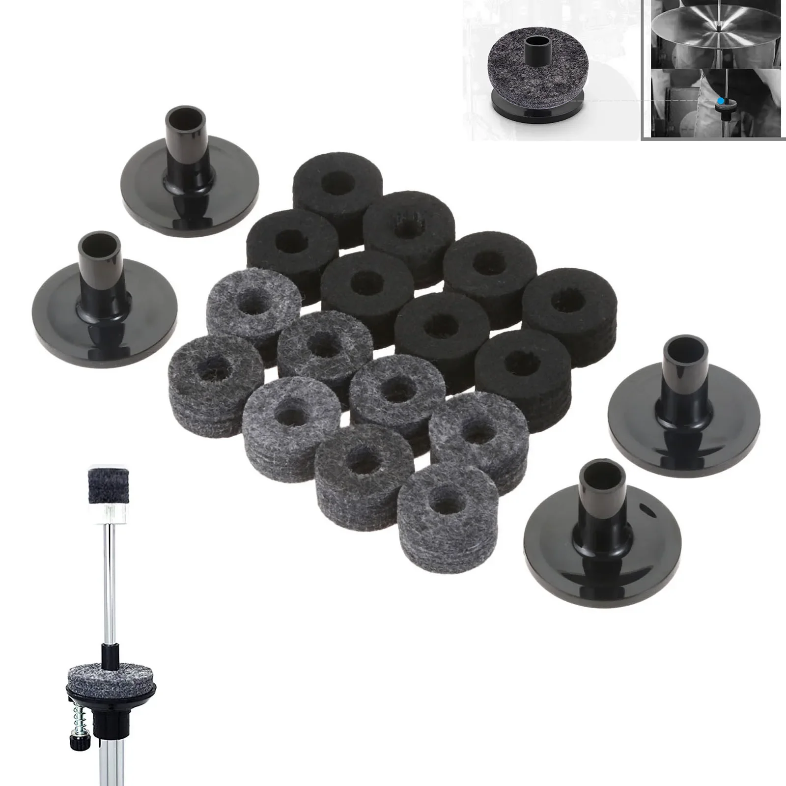 10 Cái/bộ Cái Chập Chả Đứng 25Mm Cảm Thấy Máy Giặt Với Kiêm La Bàn Tay Cho Trống Đứng Thiết Thực Nhạc Cụ Bộ Gõ Phụ Kiện Nhạc Cụ
