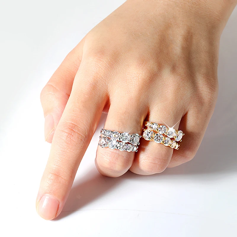Smyoue 10 อัญมณี Full Moissanite แหวนผู้หญิงประกาย Flawless Lab สร้างเพชร S925 เงินสเตอร์ลิงเครื่องประดับ