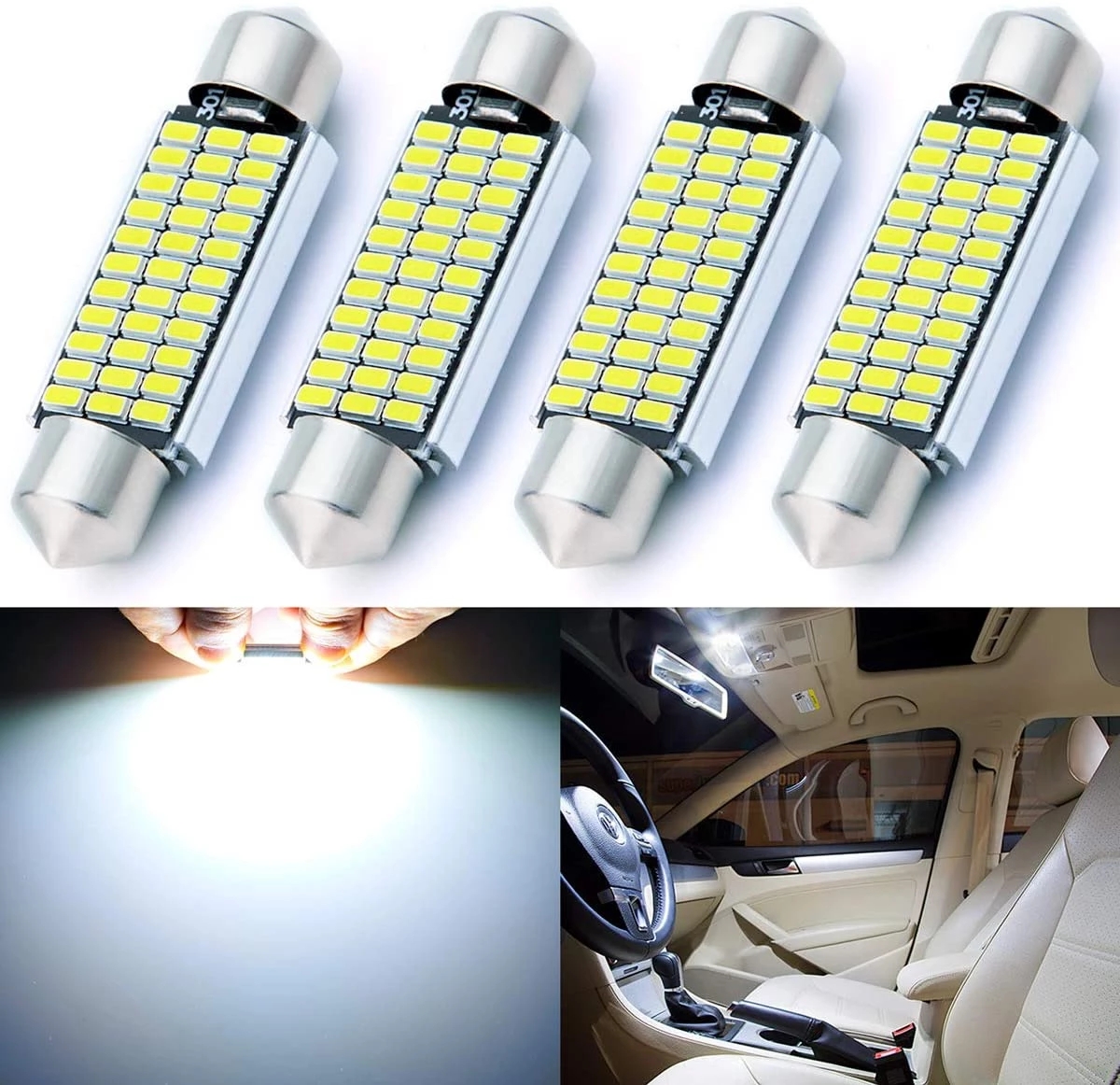 2 Chiếc C5W LED Xi Nhan CANBUS 31Mm 36Mm 39Mm 42Mm C10W Bóng Đèn LED 4014 Chip 12V đèn Đọc Sách Nội Thất Ô Tô Ánh Sáng Trắng 6000K Lỗi Miễn Phí
