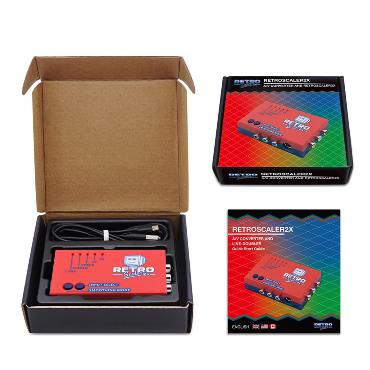 Aa91 para retroscaler2x av para hd conversor line-doubler para consoles de jogos retro ps2 n64 nes dreamcast saturno md1 md2, vermelho