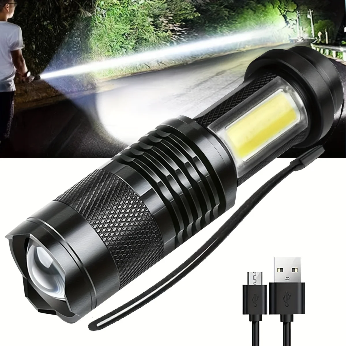 Mini-zaklamp Oplaadbare LED-zaklamp Draagbare USB-oplaadzaklamp High Power Bank Camping Waterdichte langeafstandslantaarn