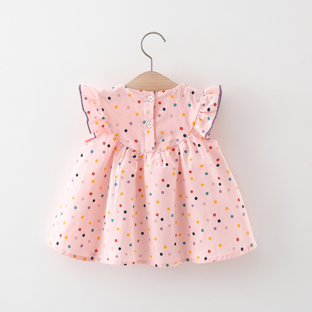 Robe bébé en coton broderie de fleurs robe bébé confortable robe imprimée à pois colorés