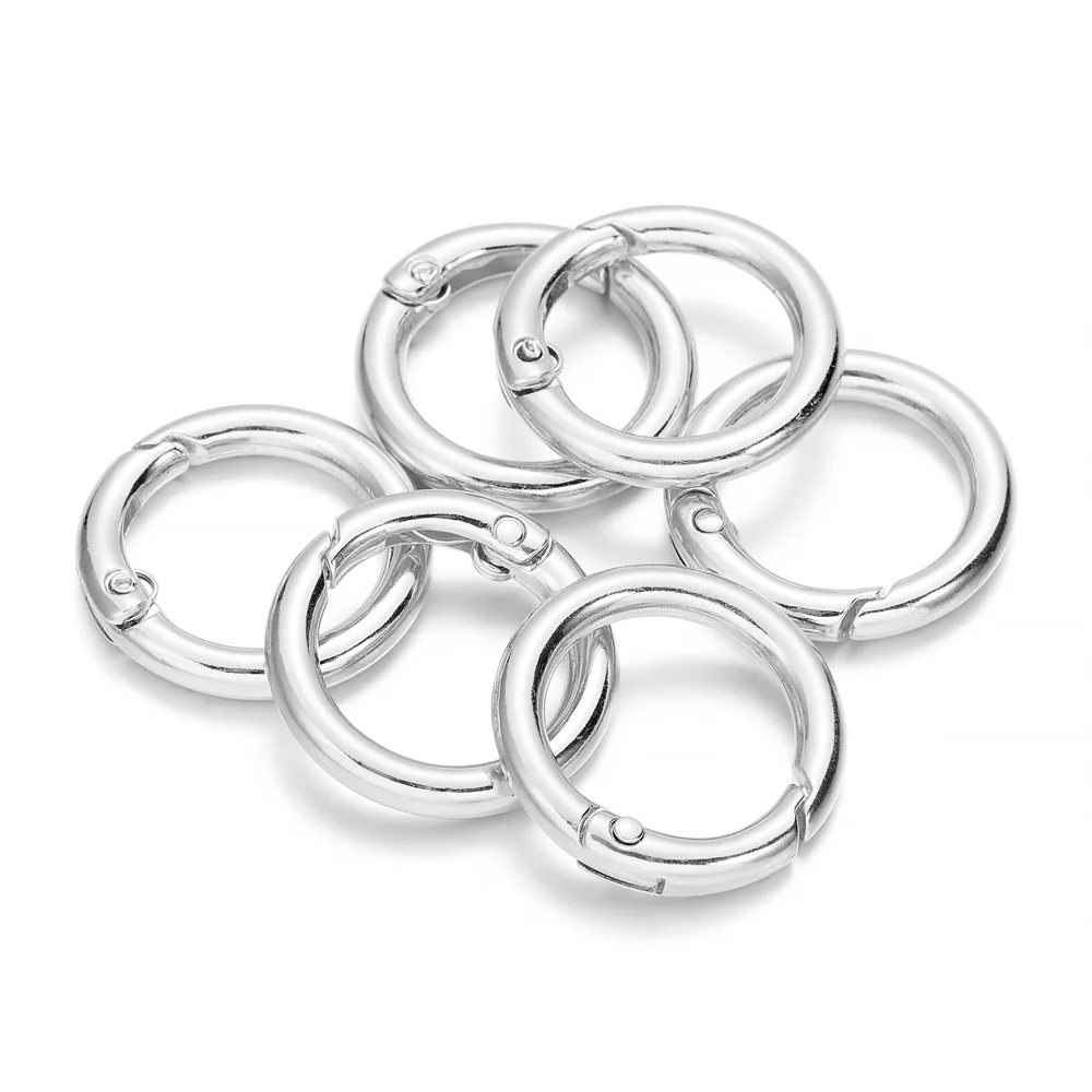 5pcs โลหะ O แหวนฤดูใบไม้ผลิ Clasps เปิด Carabiner พวงกุญแจกระเป๋าคลิปตะขอสุนัขหัวเข็มขัดตัวเชื่อมต่อสําหรับเครื่องประดับ DIY ทํา