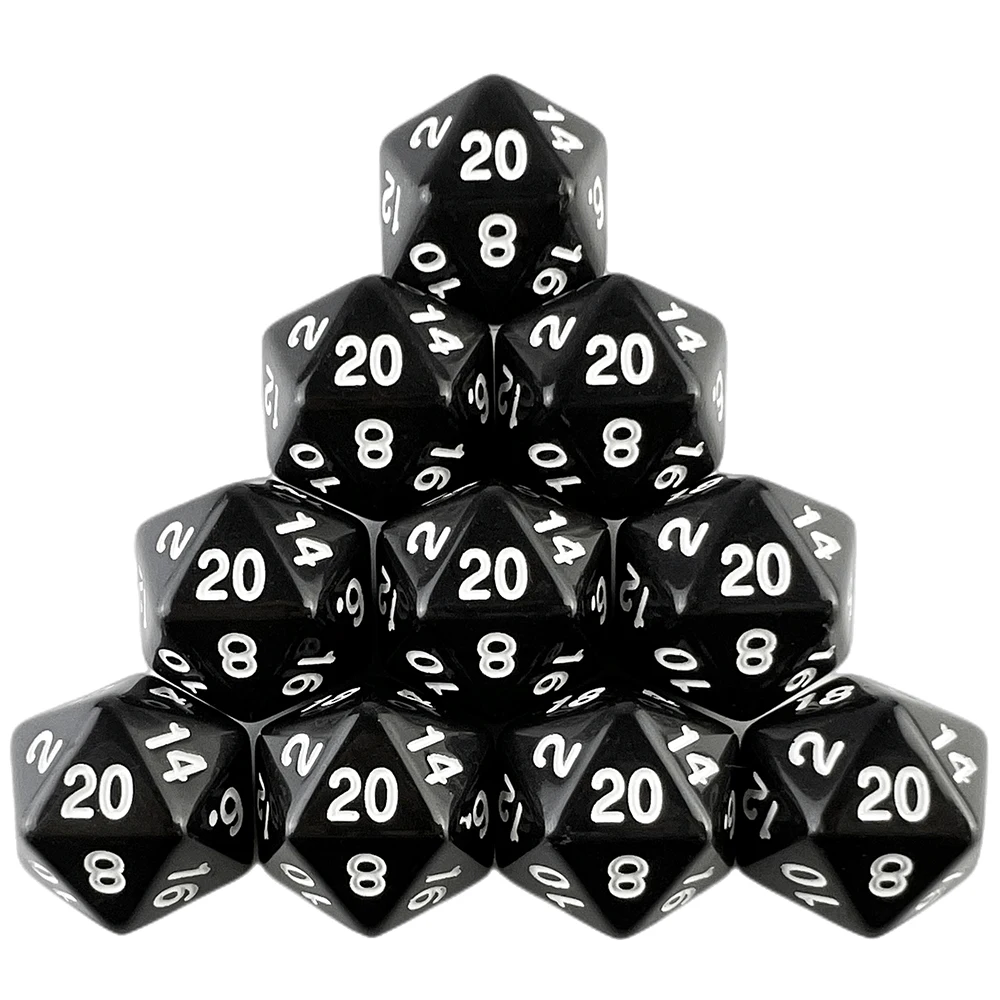 D20 Polyhedral Dice 19.7mm TRPG DND Digital Dice Game Set 20 Sides 10Pcs for Party Board Game