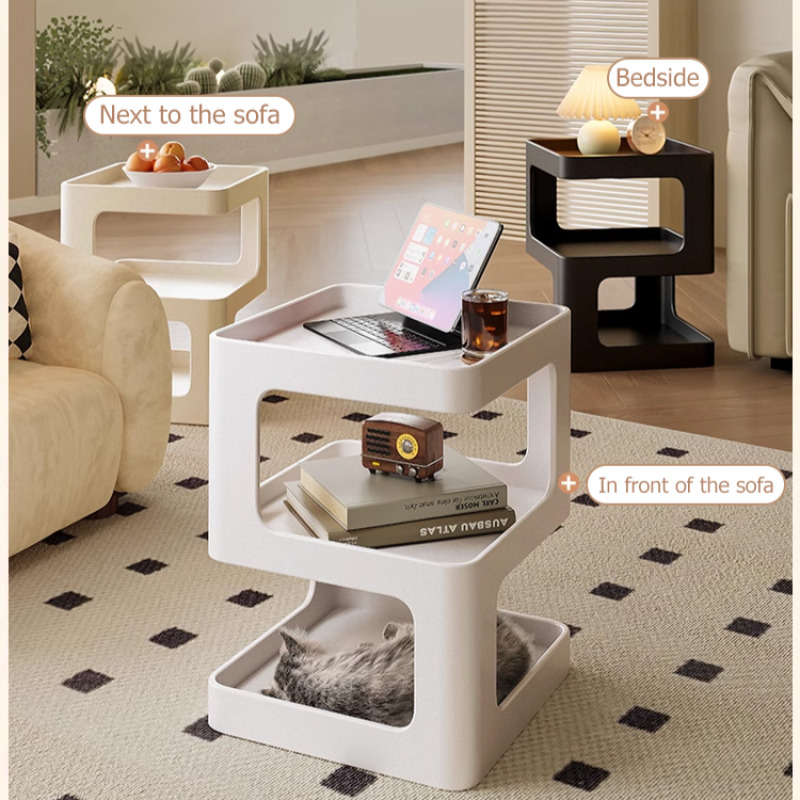 Modern Side Table Living Room Furniture Bedside coffee table storage rack for small apartment