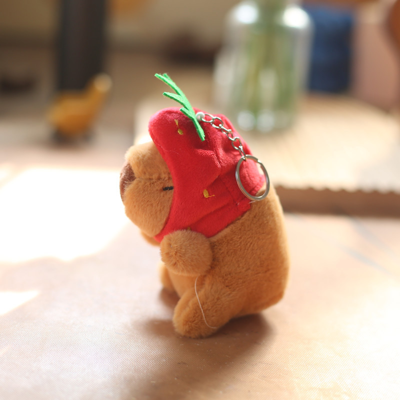 Capivara brinquedo de pelúcia kawaii animais de pelúcia fofo capivara com morango tartaruga tapa pulseira chaveiro presente de aniversário