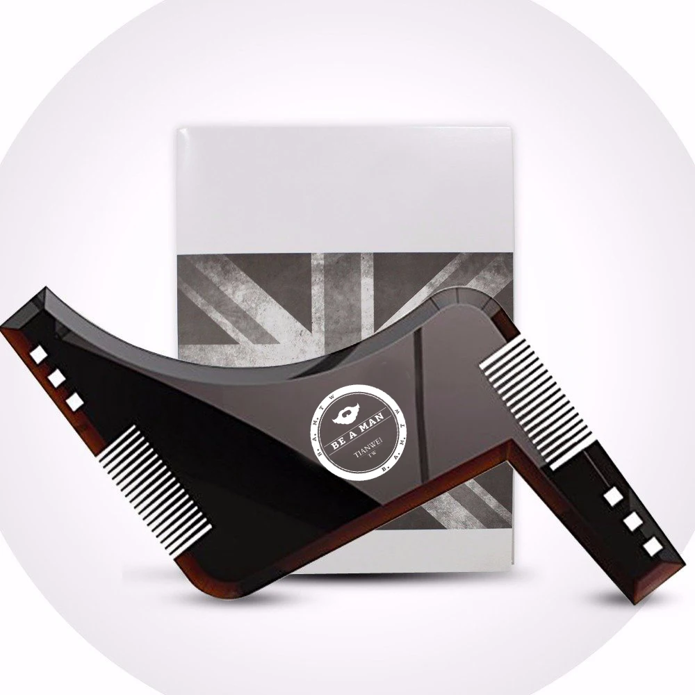 Fashion Beard Styling Template Comb New Barber Tool Mustache Symmetry Trimming Styling Stencil 3 Colors Optional Styling Comb