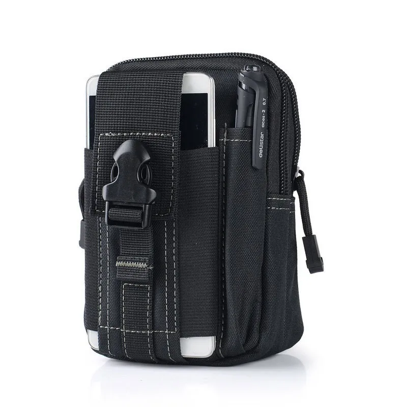 ยุทธวิธีแขวนขนาดเล็กกระเป๋ากลางแจ้ง Mini Multifunctional กีฬากันน้ํากระเป๋าโทรศัพท์มือถือสีดํายุทธวิธีเอวกระเป๋า