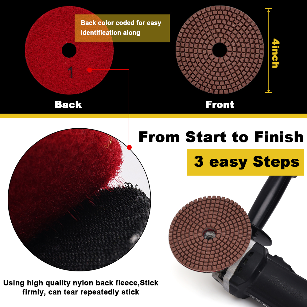 100mm 4 inch copper bond diamond 3 step polishing pads Premium Diamond Granite Polishing Tool Marble Concrete Grinding