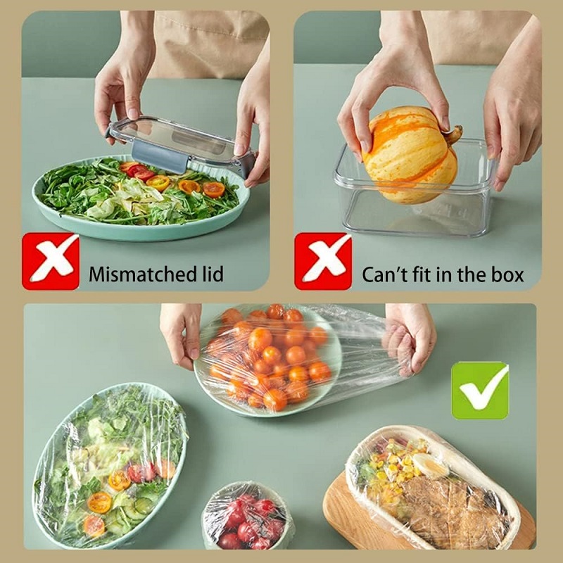 Disposable Food Cover Saran Wrap Food Grade Fruit Vegetable Storage Bag Elastic Plastic Bag Kitchen Fresh Keeping Bag