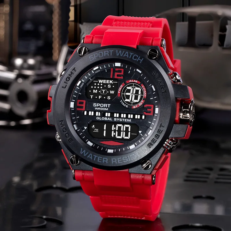 Reloj electrónico de lujo superior para hombre, reloj deportivo al aire libre, cronómetro, calendario resistente al agua, reloj Digital 24355