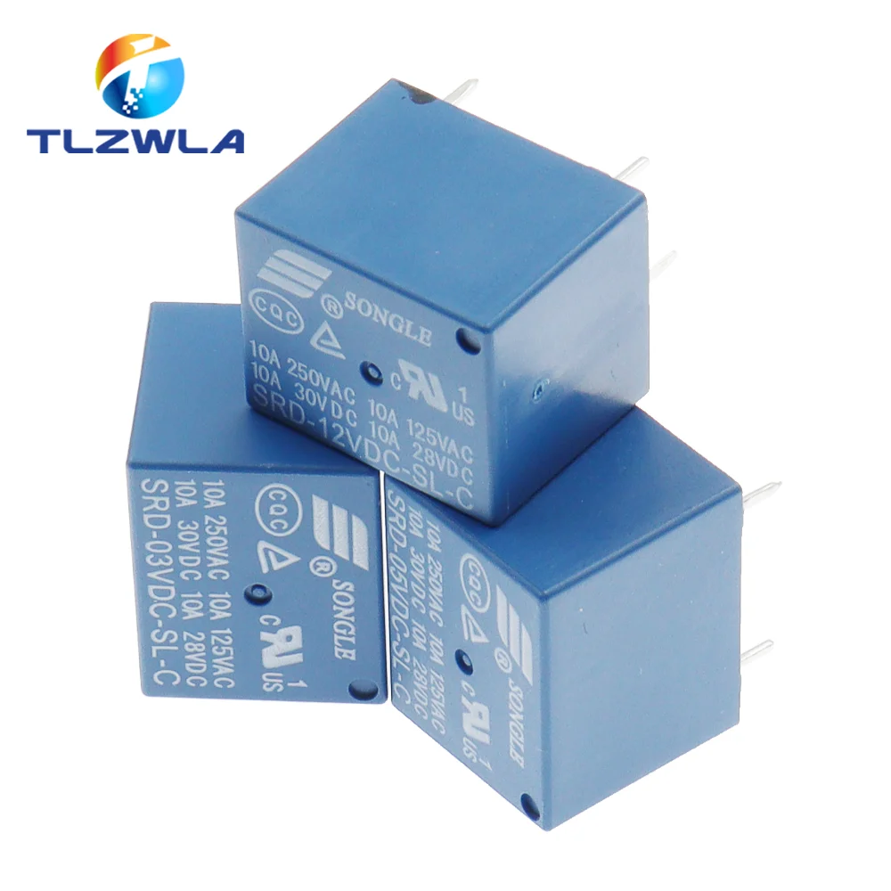 5 uds relés SRD-03VDC-SL-C SRD-05VDC-SL-C SRD-06VDC-SL-C SRD-09VDC-SL-C SRD-12VDC-SL-C 3V 5V 6V 9V 12V 24V 48V 10A 250VAC 5PIN