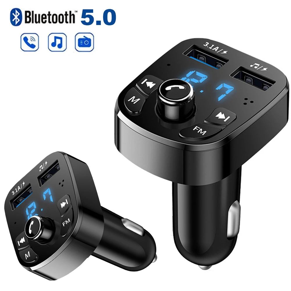 Car Mp3 Player Dual USB Fast Charger FM Transmitter Bluetooth-compatible5.0 Handsfree Car Kit Usb Flash Drive Plug Car Kit