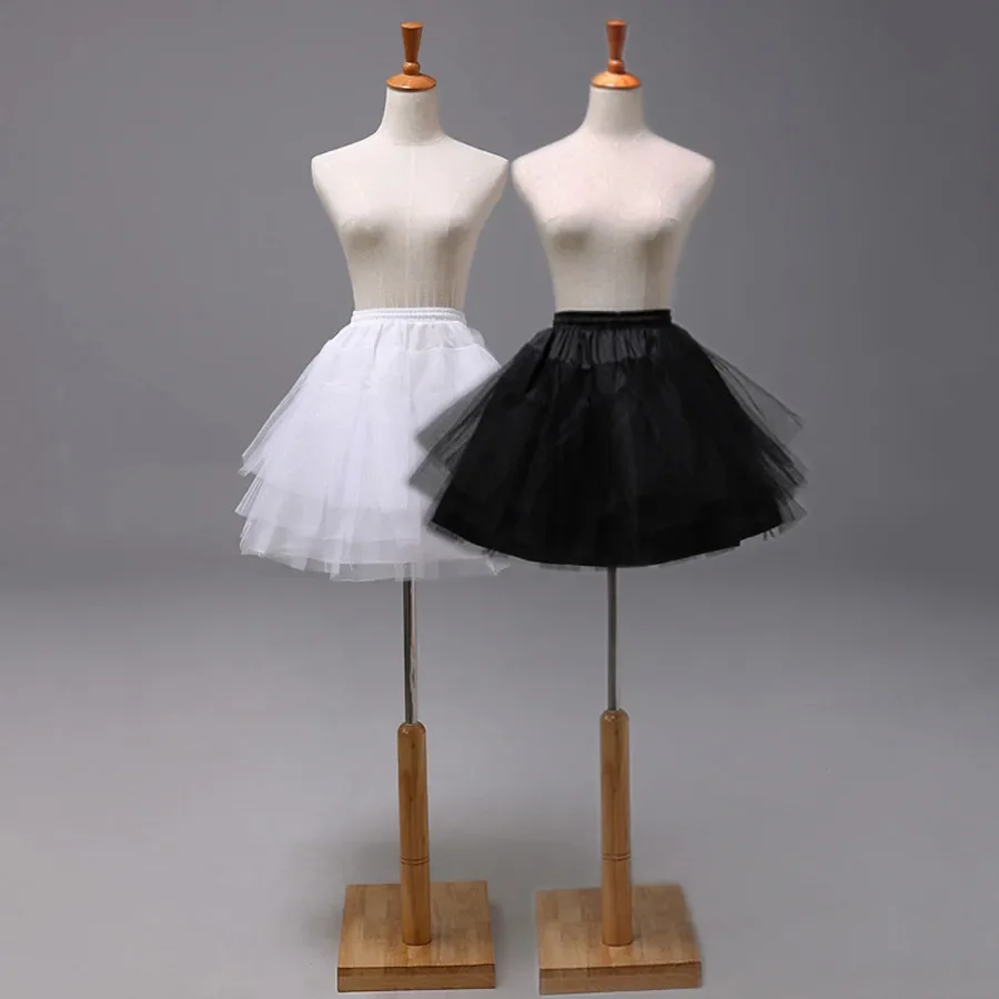 Lolita-enaguas blancas y negras para mujer, 3 capas, cortas, para boda, 2024