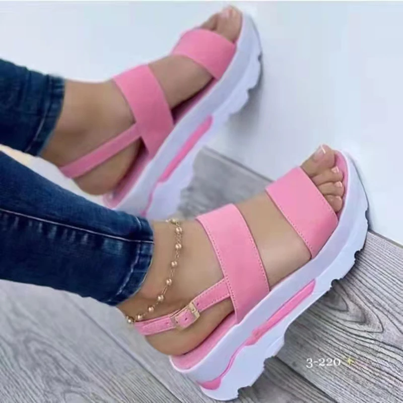 Femmes sandales à talons compensés été nouvelle femme chaussures à plate-forme basse sandales à talons chaussures de mode chaussures femme chaussures à semelles compensées
