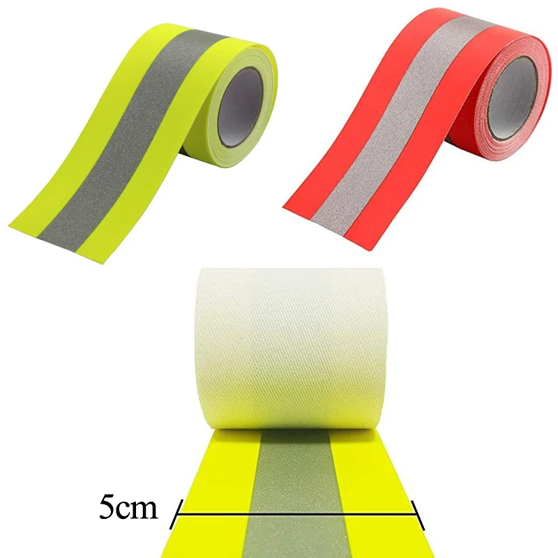 Tessuto riflettente ignifugo giallo fluorescente e rosso fluorescente cucito su nastro di avvertimento ignifugo per indumenti di sicurezza