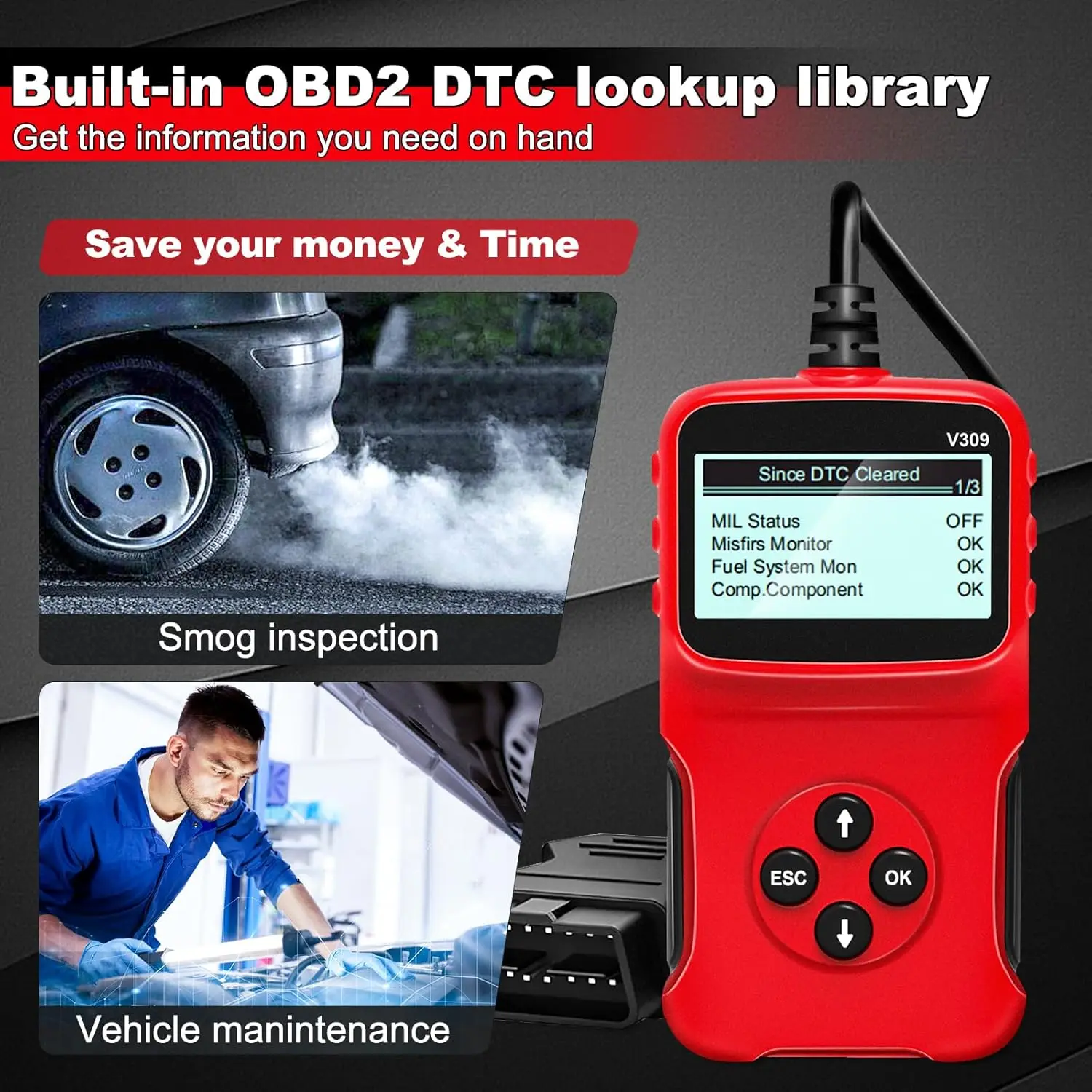 V309 Obd2 Scanner Auto Diagnostisch Hulpmiddel Motorproblemen Code Reader Obd2 Automotive Volledige Functie Scan Tool