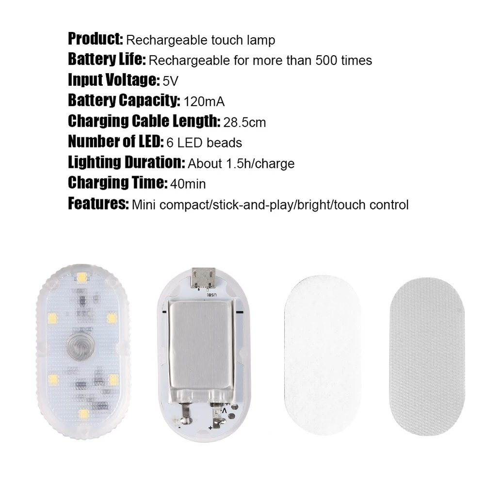 Universal รถ Mini Led สวิทช์อัตโนมัติไร้สาย Ambient โคมไฟกลางคืนแบบพกพาอ่านหนังสือหลังคารถหลอดไฟภายใน
