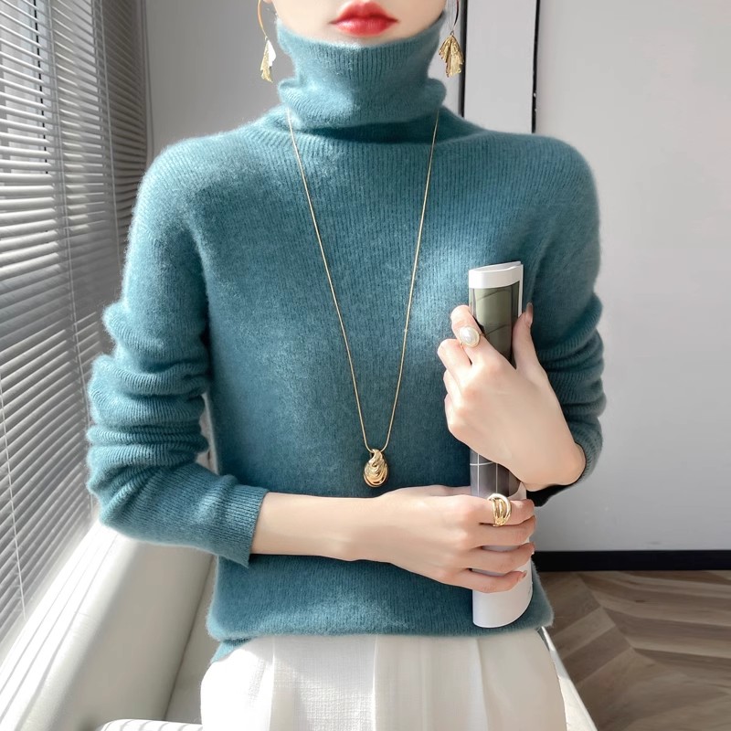 Frauen Pullover Rollkragen Schlank Pullover Herbst Winter Warme Bodenbildung Shirts Jumper Grundlegende Hohe Strecth Koreanische Strickwaren 2024