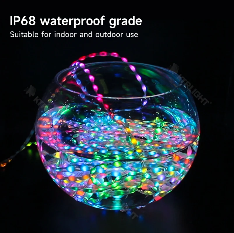 KTRLIGHT DC5V/12V 1.5cm-10cm Pitch 3Pin Clear Wire WS2811 LED Seed Pixel String Light RGB IC Addressable Full Color IP68