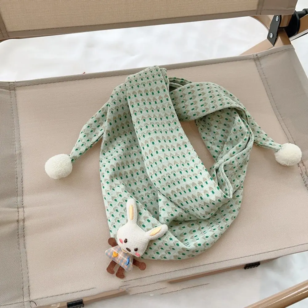 Bufanda suave y fina para niños, bufandas triangulares de algodón con bonito conejo, estampado cómodo de llevar, pañuelo para el cuello para niños, otoño