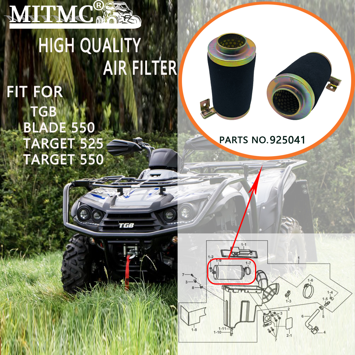 1 шт. высококачественный воздушный фильтр в сборе для TGB BLADE 550 TARGET 525 TARGET 550 ATV UTV QUAD GO KART 925041