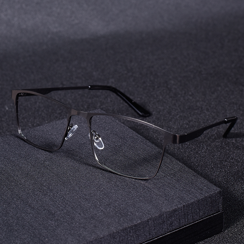 Mens Metal Reading Glasses Frame High Quality Square Presbyopic Spectacles Eyeglasses With Blue Light Lens+75+125+175+225+275
