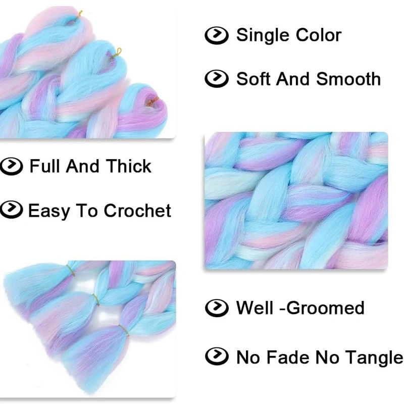 24 Zoll langes Flechthaar 100 g 24 Zoll synthetisches Flechthaar Ombre Mehrere Farbmischung Haar Zöpfe Verlängerung