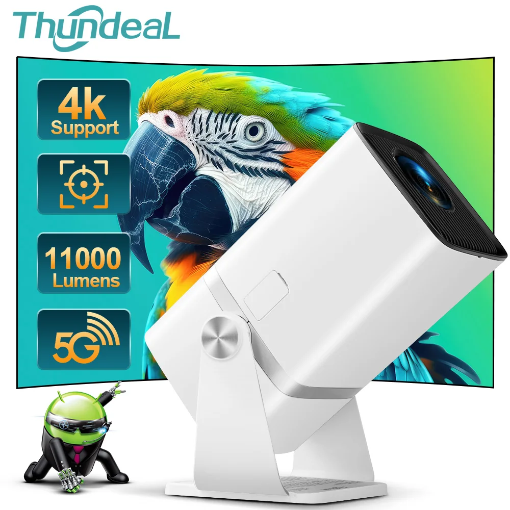 ThundeaL 4K Projetor Full HD FHD TD80W Android WiFi 3D Home Theater TD80 Projetor de feixe portátil Reunião de vídeo Filme PK HY320