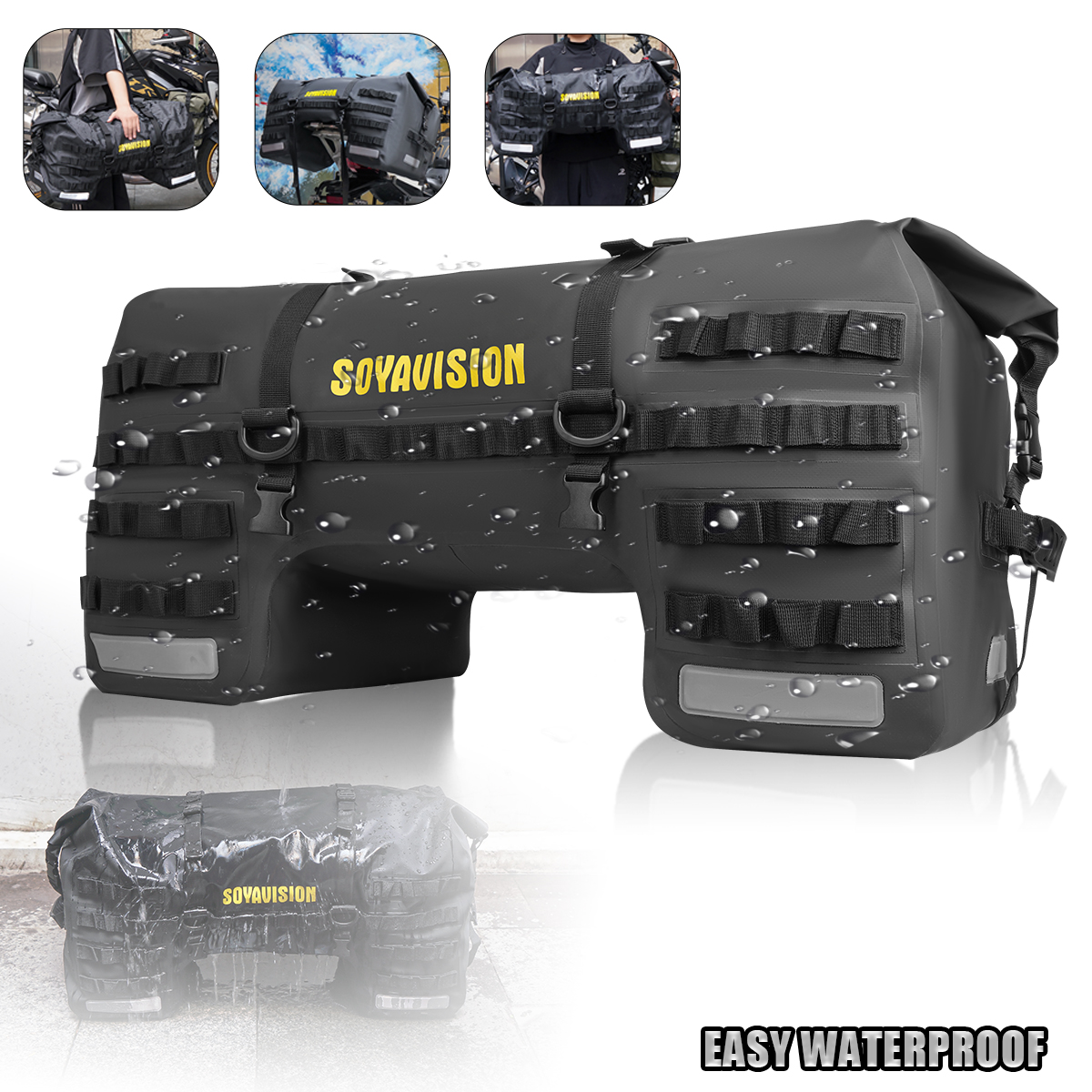 Bolsas traseras universales impermeables para motocicleta, bolsas para asiento trasero, bolsa de viaje para ciclismo, Camping, motocicleta, Scooter, paquete de equipaje deportivo 66L 40L