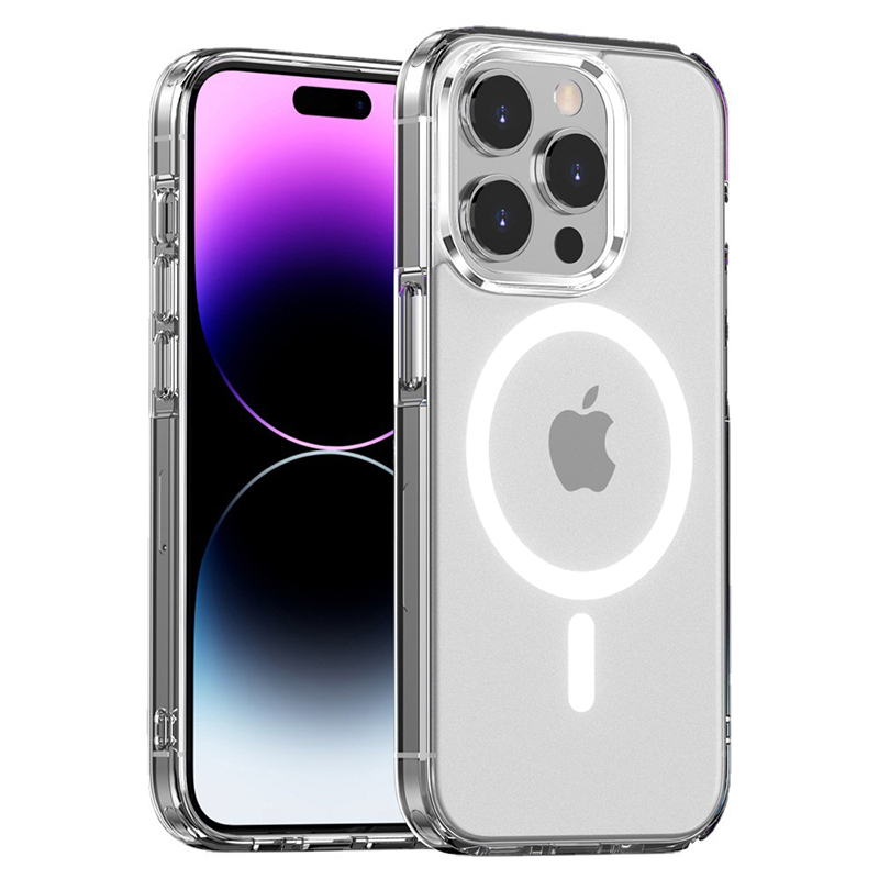Funda de teléfono transparente para iPhone 11 12 13 14 15 Pro Max para Magsafe funda Magsafe de carga inalámbrica magnética 7 8 XR XsMax