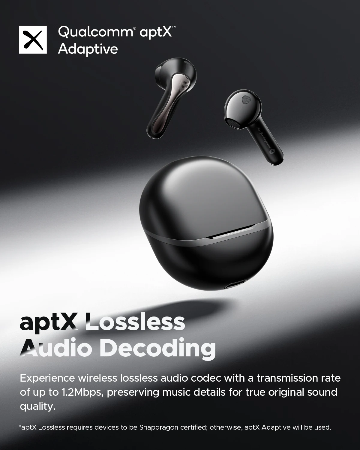 SoundPEATS Air5 ANC Bluetooth 5.4 Wireless Earbuds with Hi-Res Audio,aptX lossless,CVC V8.0,6MIC AI call noise reduction,IPX5